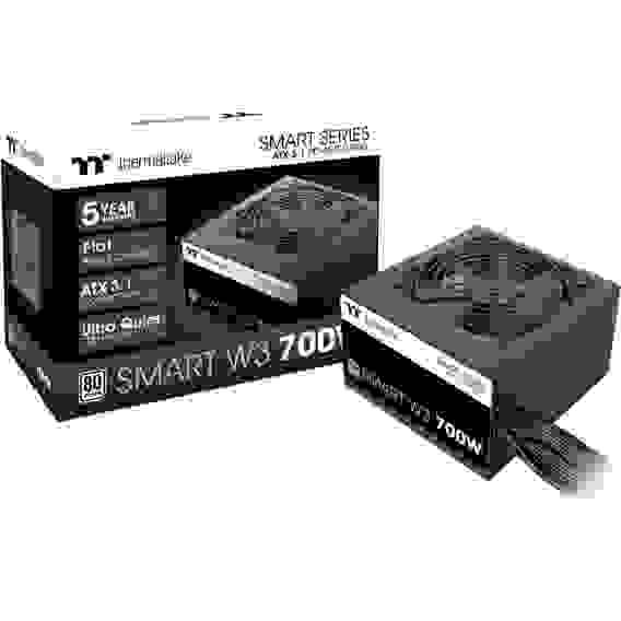 Блок питания ПК Thermaltake Smart W3 700 /0700W/Non Modular/Non Light/Full Range/Analog/80 Plus/EU/Non JP CAP/All Flat Cables/ATX 3.1