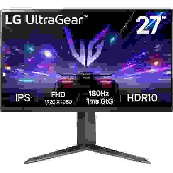 Монитор 27" LG 27GS65F-B IPS, 1920x1080, 180Hz, 1ms, 300сd/m, 1000:1, HDR10 | HDMI(2.0), DP(1.4) | HAS, Pivot, Swivel, ExPSU, Vesa 100, Black