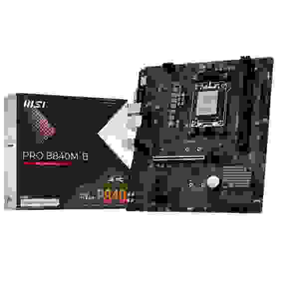 Материнская плата MSI PRO B840M-B B840, AM5, 2*DDR5, 1*PCIEx16, 1*PCIEx1, 2*M.2, 1*TypeC, 6*USB3.2Gen1, 6*USB2.0, 4*SATA3.0, 2.5G, VGA, HDMI, ATX, RTL