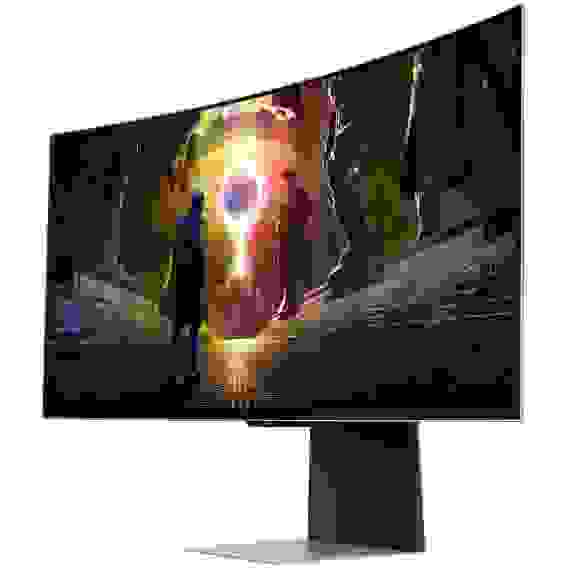 Монитор 34" SAMSUNG S34DG852SI Odyssey OLED G8 Ultra WQHD Smart Curved OLED, 3440x1440, 175Hz, 0,03ms, 250сd/m, 1000000:1, HDR10 | 2xHDMI(2.1), DP(1.4), 2xUSB3.0 | HAS, ExPSU, Speakers, Vesa 100, Silver/Black