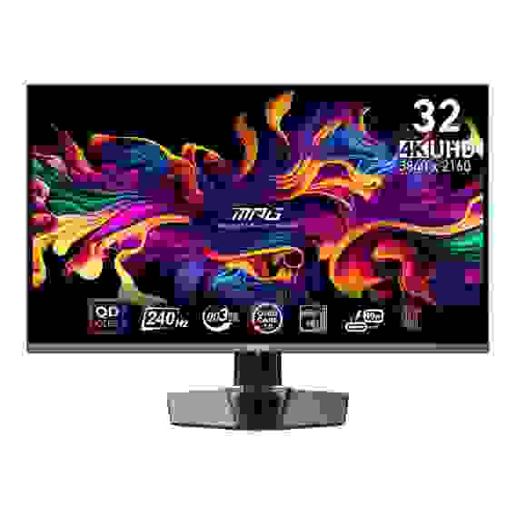 Монитор 31.5" MSI MPG 321URX QD-OLED QD-OLED, 3840x2160, 240Hz, 0,03ms, 250сd/m, 1500000:1, HDR10 | 2xHDMI(2.1), DP(1.4a), Type-C(PD-90W), 2xUSB2.0 | HAS, Swivel, InPSU, , Vesa 100, Black