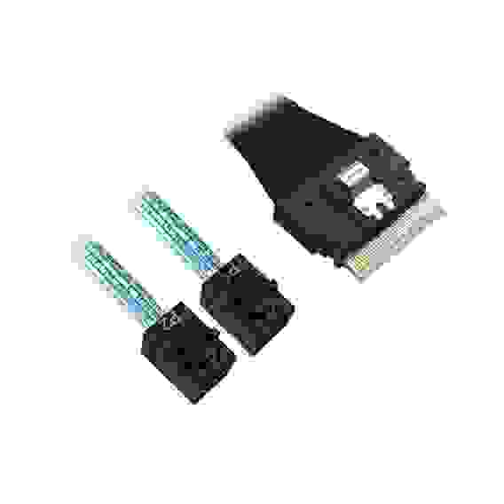 Кабель DiliVing DLSL74-8911 Slimline SASx8 (SFF8654) -to- 2 HDmSAS x4 (SFF8643), 85 Ohm, 75 cm