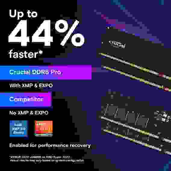 Модуль памяти 16GB Crucial DDR5 5600 UDIMM Pro Black Desktop Memory Non-ECC, CL46, 1.1V, SRx8, RTL