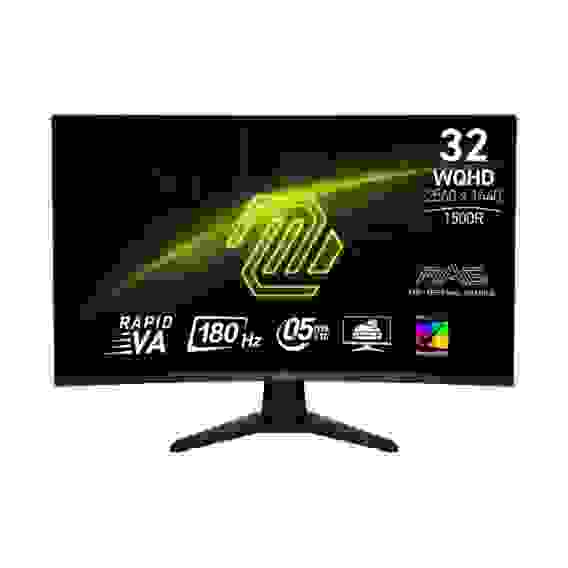 Монитор 31.5" MSI MAG 32CQ6F Black (Rapid VA, 2560x1440, HDMI+HDMI+DP, 0.5 ms, 178°/178°, 400 cd/m, 3500:1, 180Hz, Curved 1500R)