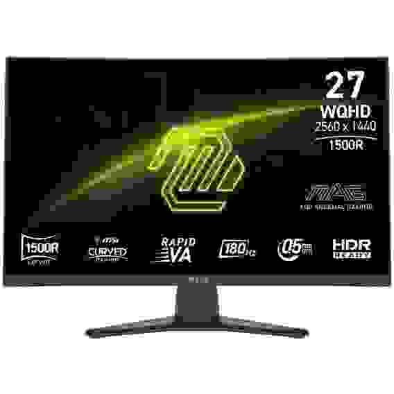 Монитор 27" MSI MAG 275CQF E18 Curved Rapid VA, 2560x1440, 180Hz, 0,5ms, 250сd/m, 5000:1, HDR | 2xHDMI(2.0b), DP(1.4a) | InPSU, Vesa 100, Black